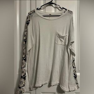 Free People Embroidered Long Sleeve Shirt